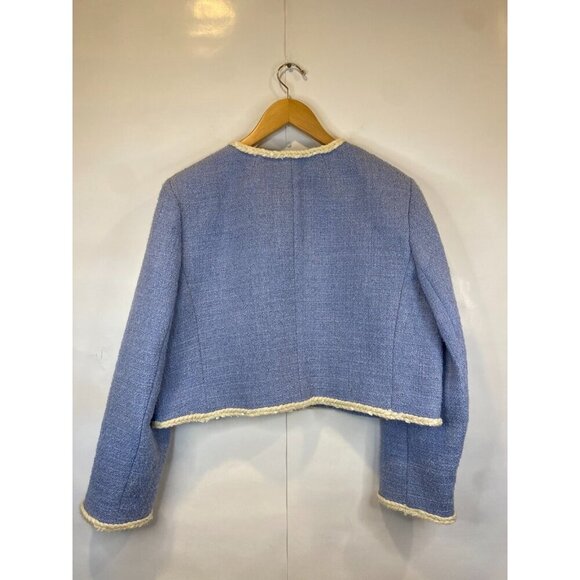 J. Crew Lousia Lady Jacket Cropped Pale Blue Maritime Tweed BJ987 Size 16 - Picture 3 of 14